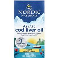 Nordic Naturals, Arkties menkių kepenų aliejus™, citrinų skonio, 90 minkštųjų kapsulių