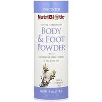 NutriBiotic, Kūno ir pėdų pudra su greipfrutų sėklų ekstraktu ir arbatmedžio aliejumi, bekvapė, 113 g