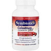 Symbiotics, „Colostrum Plus®“ kramtomosios tabletės, laukinių vyšnių skonio, 120 kramtomųjų tablečių