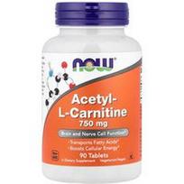 NOW Foods, Acetil-L karnitinas, 750 mg, 90 tablečių