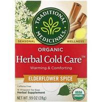 Traditional Medicinals, Organinių žolelių arbatos „Cold Care™“, šeivamedžio žiedų prieskoniai, be kofeino, 16 suvyniotų arbatos pakelių, 28 g