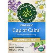 Traditional Medicinals, Organinė „Cup of Calm“ arbatos kava, ramunėlių ir mėtų skonio, be kofeino, 16 suvyniotų arbatos pakelių, 24 g