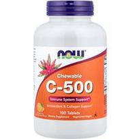 NOW Foods, Kramtomosios vitamino C-500 tabletės, apelsinų skonio, 100 tablečių