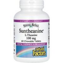 Natural Factors, Stresą malšinantis vaistas, sunteaninas, L-teaninas, 100 mg, 60 kramtomųjų tablečių