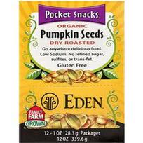 Eden Foods, „Pocket Snacks™“, ekologiškos moliūgų sėklos, skrudintos sausai, 12 pakelių po 28,3 g