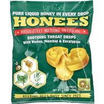 Honees, Raminantys gerklės lašai su medumi, mentoliu ir eukaliptu, 20 vnt., 3.5 oz (100 g)