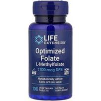 Life Extension, Optimizuotas folio rūgštis, 1 700 mcg DFE, 100 vegetariškų tablečių