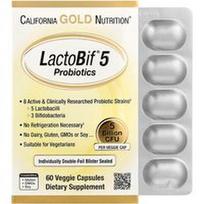 California Gold Nutrition, LactoBif® 5 probiotikai, 5 milijardai KSV, 60 daržovių kapsulių