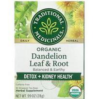 Traditional Medicinals, Ekologiška kiaulpienių lapų ir šaknų arbata, be kofeino, 16 suvyniotų arbatos maišelių, 0,99 uncijos (28 g)