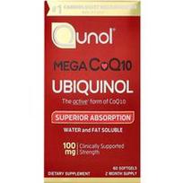 Qunol, Mega CoQ10 Ubiquinol, 100 mg, 60 minkštųjų gelių