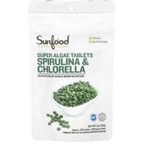 Sunfood, Super dumblių tabletės, spirulina ir chlorella, 250 mg, apie 228 tabletės, 2 uncijos (57 g)