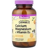 Bluebonnet Nutrition, „EarthSweet®“ kramtomosios tabletės su kalciu, magniu ir vitaminu D3, apelsinų ir vanilės skonio, 90 kramtomųjų tablečių