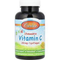 Carlson, Kramtomos vitamino C tabletės vaikams, natūralus mandarinas, 250 mg, 60 vegetariškų tablečių