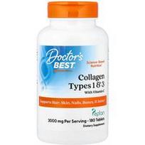 Doctor's Best, 1 ir 3 tipų kolagenas su Peptanu ir vitaminu C, 180 tablečių