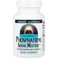 Source Naturals, Fosfatidilserino matrica™, 500 mg, 60 minkštųjų kapsulių