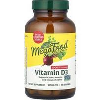 MegaFood, Vitaminas D3, 50 mcg (2000 TV), 90 tablečių