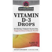 Nature's Answer, Vitamino D-3 lašai, ypač tyrame alyvuogių aliejuje, 100 mcg (4000 TV), 0,5 fl oz (15 ml)