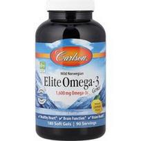 Carlson, Laukiniai norvegiški „Elite Omega-3 Gems®“, natūralios citrinos skonio, 180 minkštųjų kapsulių