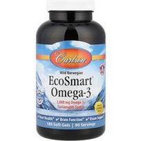 Carlson, Laukiniai norvegiški „EcoSmart® Omega-3“, natūrali citrina, 180 minkštųjų kapsulių