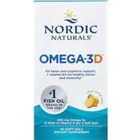 Nordic Naturals, Omega-3D™, citrinų skonio, 60 minkštųjų kapsulių