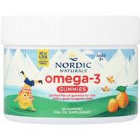 Nordic Naturals, Omega-3 guminukai, nuo 3 metų, mandarinų skonio, 60 guminukų (41 mg viename guminuke)