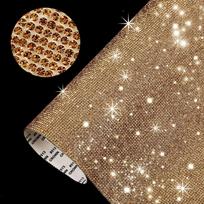 Crystal Rhinestone Sheet 12x20 Inches Adhesive Backing Glass Flatback DIY Rhinestones Hotfix Rhinestone Mesh for Crafting Decoration one size brown