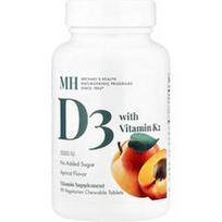 Michael's Health, D3 su vitaminu K2, abrikosų, 90 kramtomųjų tablečių vegetarams