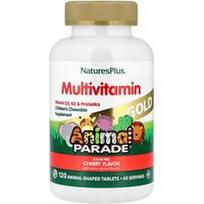 NaturesPlus, „Animal Parade® Gold“, kramtomi multivitaminai vaikams, vyšnių skonio, 120 gyvūnų formos tablečių