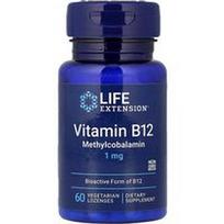 Life Extension, Vitaminas B12, 1 mg, 60 vegetariškų pastilių