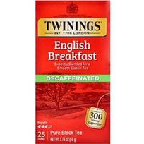 Twinings, Gryna juodoji arbata, angliški pusryčiai, be kofeino, 25 arbatos maišeliai, 1.76 oz (50 g)