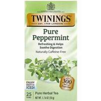 Twinings, Gryna žolelių arbata, gryna pipirmėtė, be kofeino, 25 arbatos maišeliai, 1.76 uncijos (50 g)