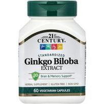 21st Century, Ginkmedžio ekstraktas, standartizuotas, 60 vegetariškų kapsulių (60 mg vienoje kapsulėje)