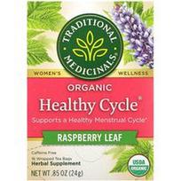 Traditional Medicinals, Organinė „Healthy Cycle®“ arbata, aviečių lapai, be kofeino, 16 suvyniotų arbatos pakelių, 24 g