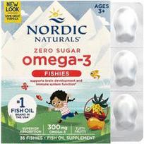 Nordic Naturals, Omega-3 Fishies, Nulis cukraus, Amžius 3+, Tutti Frutti, 300 mg, 36 Fishies