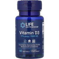 Life Extension, Vitaminas D3, 175 mcg (7 000 TV), 60 minkštųjų gelių