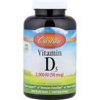 Carlson, Vitaminas D3, 50 mcg (2000 TV), 360 minkštų gelių