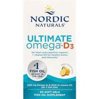 Nordic Naturals, „Ultimate Omega®-D3“, citrinų skonio, 60 minkštųjų kapsulių