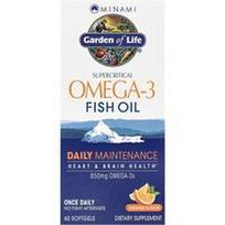 Minami Nutrition, „Garden of Life“, superkritiniai omega-3 žuvų taukai, apelsinų skonio, 850 mg, 60 minkštųjų kapsulių