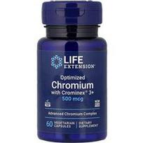 Life Extension, Optimizuotas chromas su „Crominex® 3+“, 500 mcg, 60 vegetariškų kapsulių