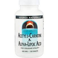 Source Naturals, Acetil-L-karnitinas ir alfa-lipoinė rūgštis, 120 tablečių
