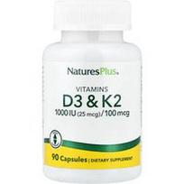 NaturesPlus, Vitaminas D3 ir K2, 90 kapsulių