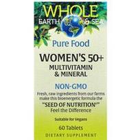 Natural Factors, „Whole Earth & Sea®“, moterims nuo 50 metų, multivitaminai ir mineralai, 60 tablečių