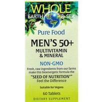 Natural Factors, „Whole Earth & Sea®, multivitaminai ir mineralai vyrams, 50+, 60 tablečių