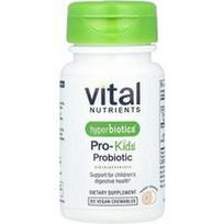 Vital Nutrients, Hyperbiotics®, Pro-Kids® probiotikai, apelsinų skonio, 60 veganiškų kramtomųjų tablečių