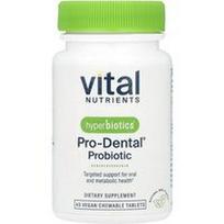 Vital Nutrients, Hiperbiotikai, Pro-Dental® Probiotikas®, Natūralios mėtos, 45 Veganiškos kramtomosios tabletės