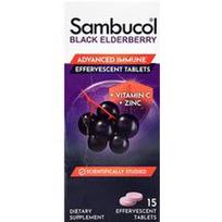 Sambucol, Juodasis šeivamedis, putojančios tabletės + vitaminas C ir cinkas, amžius 4+, 15 putojančių tablečių