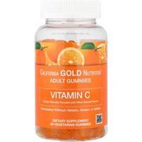 California Gold Nutrition, Vitamino C guminukai su vitaminu A iš 100 % beta karoteno, apelsinų skonio, 90 vegetariškų guminukų