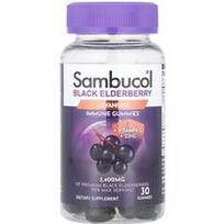 Sambucol, Juodasis šeivamedis, pažengę imuniniai guminukai + vitaminas C + cinkas, 30 guminukų