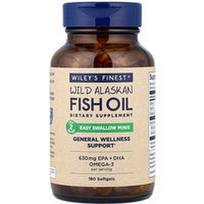 Wiley's Finest, Laukiniai Aliaskos žuvų taukai, Easy Swallow Minis, 180 minkštųjų gelių