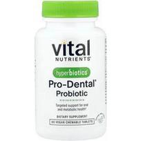 Vital Nutrients, Hiperbiotikai, Pro-Dental® probiotikas®, Natūralios mėtos, 90 veganiškų kramtomųjų tablečių